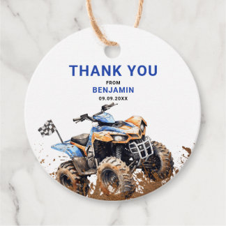 Editable ATV Wheeler Bike Geburtstag Vielen Dank T Geschenkanhänger