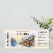 Editable Austria Flugzeug Boarding Pass Einladung (Stehend Vorderseite)