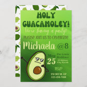 Editable Avocado Birthday Einladung (Vorne/Hinten)