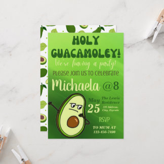 Editable Avocado Birthday Einladung