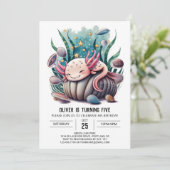Editable Axolotl Birthday Einladung (Stehend Vorderseite)