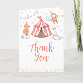 Editable Baby Animal Circus Danke Karte