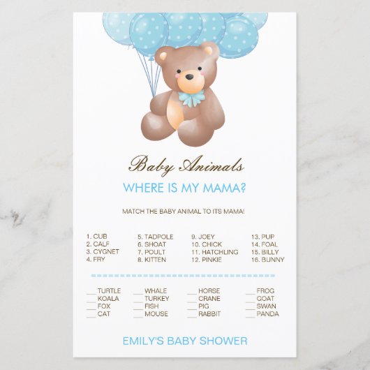 Editable Baby Animal Match, wo ist Mama w Answer (Vorderseite)
