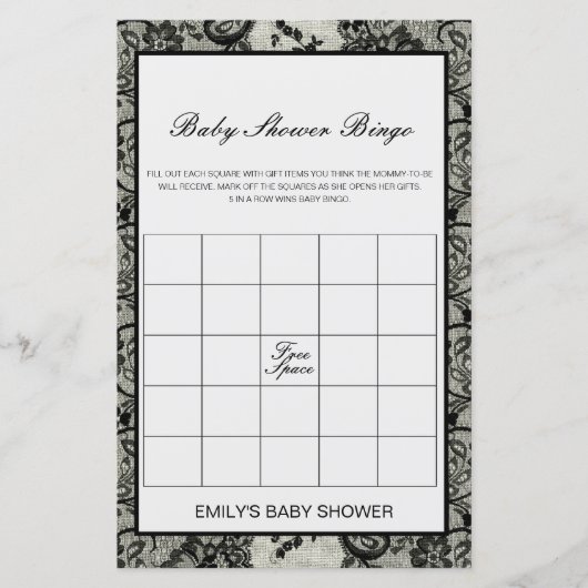 Editable Baby Bingo Baby Showgame PRINTED (Vorderseite)
