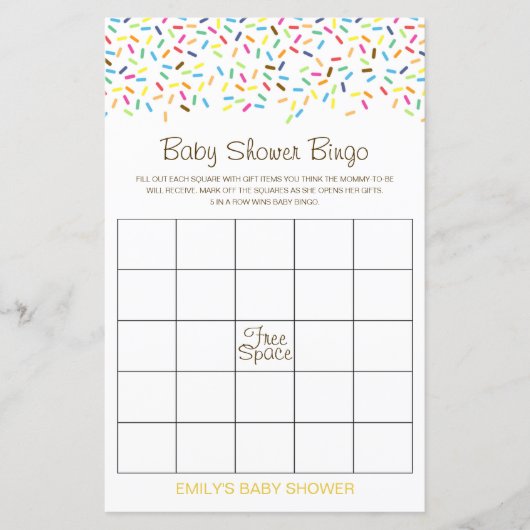 Editable Baby Bingo Baby Showgame PRINTED (Vorderseite)