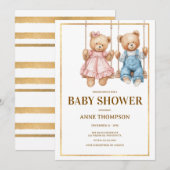 Editable Baby Dusche - Niedlicher Teddy Bear Einladung (Vorne/Hinten)