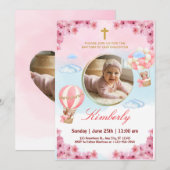 Editable Baby Girl Baptism Invitation  Einladung (Vorne/Hinten)