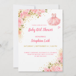 Editable Baby Girl Shower Pink Card für Mädchen Einladung