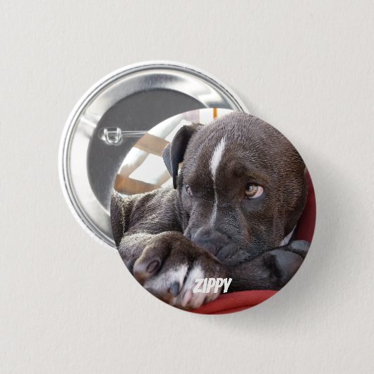 Editable Baby Pitbull Welpen Button (Vorne & Hinten)