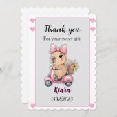 Editable Baby Shower Thank You Card Cute capybara Einladung (Vorne/Hinten)