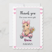 Editable Baby Shower Thank You Card Cute capybara Einladung (Vorderseite)