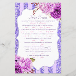 Editable Baby Twin Trivia Babydusche mit Antwort