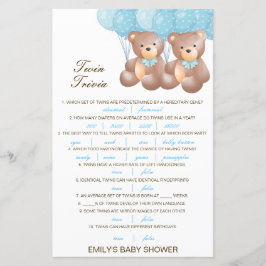Editable Baby Twin Trivia Babydusche mit Antwort