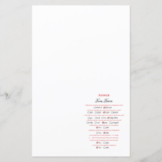 Editable Baby Twin Trivia Babydusche mit Antwort (Rückseite)