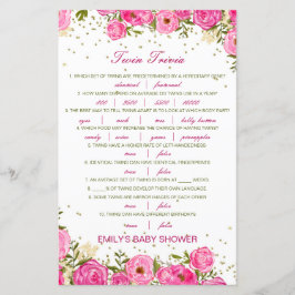 Editable Baby Twin Trivia Babydusche mit Antwort