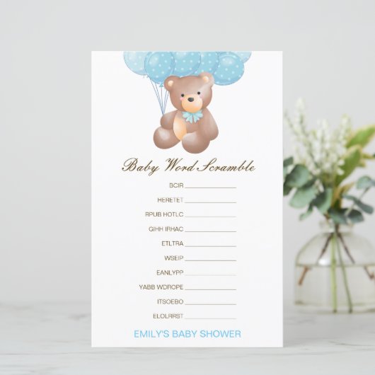 Editable Baby Word Scramble mit Antwort (Stehend Vorderseite)