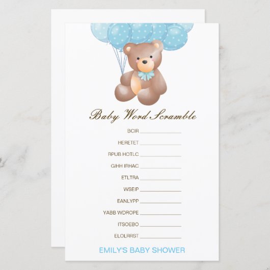 Editable Baby Word Scramble mit Antwort (Vorne/Hinten)