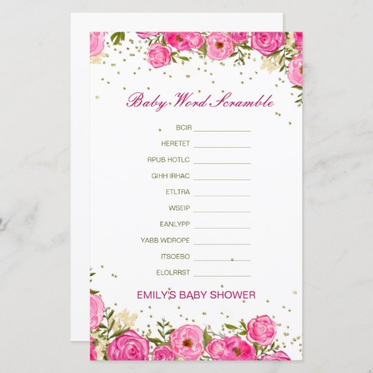 Editable Baby Word Scramble mit Antwort (Vorne/Hinten)