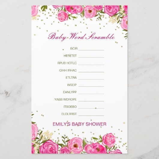 Editable Baby Word Scramble mit Antwort (Vorderseite)