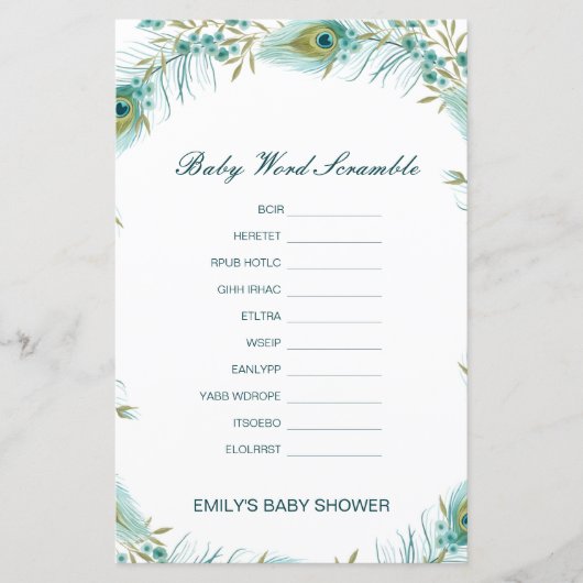 Editable Baby Word Scramble mit Antwort (Vorderseite)