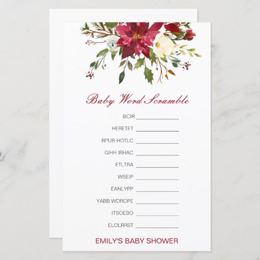 Editable Baby Word Scramble mit Antwort (Vorne/Hinten)