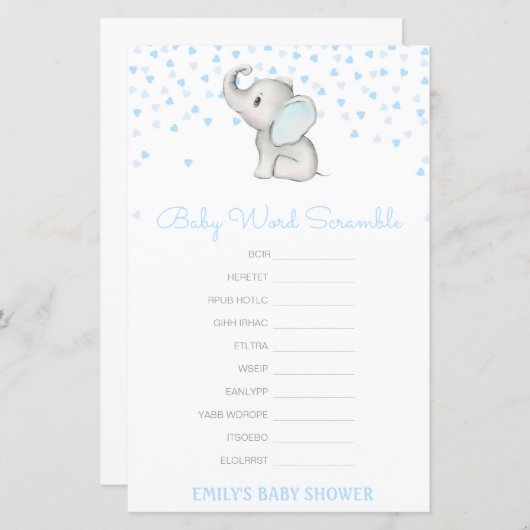 Editable Baby Word Scramble mit Antwort (Vorne/Hinten)