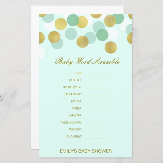 Editable Baby Word Scramble mit Antwort (Vorne/Hinten)