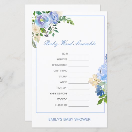 Editable Baby Word Scramble with Answer (Vorne/Hinten)