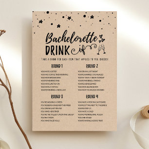 Editable Bachelorette DRINK IF Hen Party Game Card Einladung