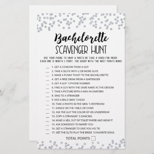 Editable Bachelorette Scavenger Jagdspiel (Vorne/Hinten)