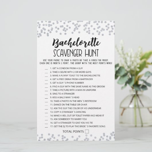 Editable Bachelorette Scavenger Jagdspiel (Stehend Vorderseite)