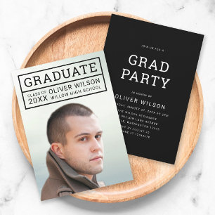 Editable Back Color Modernes Grid Foto Grad Party Einladung