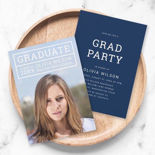 Editable Back Color Modernes Grid Foto Grad Party Einladung