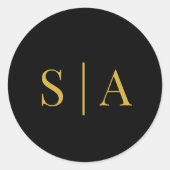 Editable Background Color Wedding Monogram Runder Aufkleber (Vorderseite)