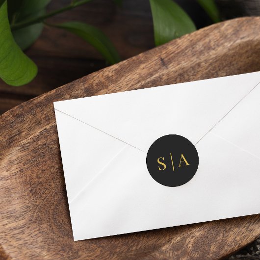 Editable Background Color Wedding Monogram Runder Aufkleber