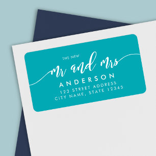 Editable Background Relax Script The New Mr & Mrs. Adressaufkleber