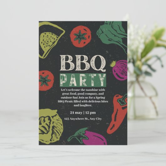 Editable Backyard BBQ Game Night Invitation  Einladung (Stehend Vorderseite)