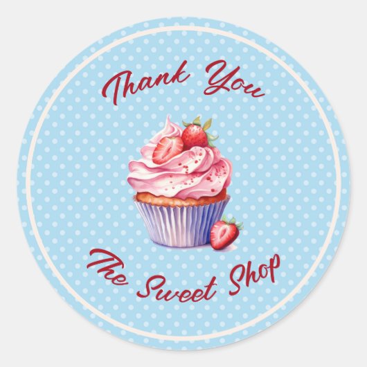 Editable Bakery Thank You Stickers | Cupcake Logo (Vorderseite)