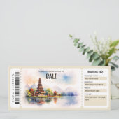Editable Bali Flugzeug Boarding Pass Ticket Einladung (Stehend Vorderseite)