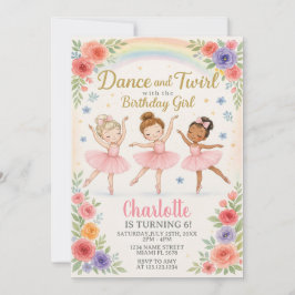 Editable Ballerina Birthday Einladung für Mädchen