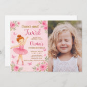 Editable Ballerina Birthday Einladung mit Foto (Vorne/Hinten)