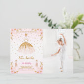 Editable Ballerina Birthday Foto Einladung (Stehend Vorderseite)