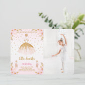 Editable Ballerina Birthday Foto Einladung (Stehend Vorderseite)