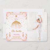 Editable Ballerina Birthday Foto Einladung (Vorderseite)