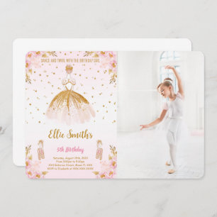 Editable Ballerina Birthday Foto Einladung
