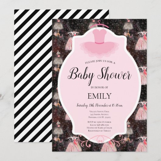 Editable Ballerina Einladung (Vorne/Hinten)