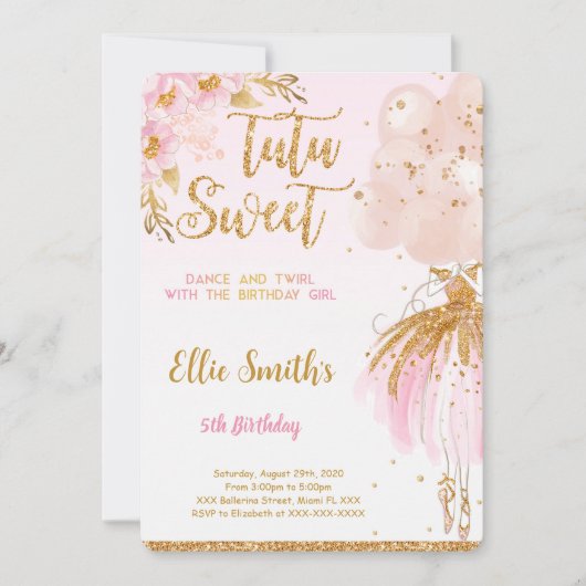 Editable Ballerina Einladung (Vorderseite)