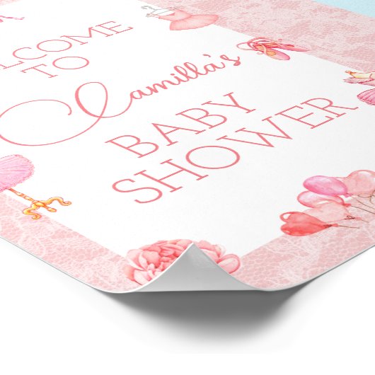 Editable Ballerina Party Begrüßungszeichen Poster (Ecke)