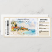 Editable Barbados Flugzeug Boarding Ticket Einladung (Vorne/Hinten)