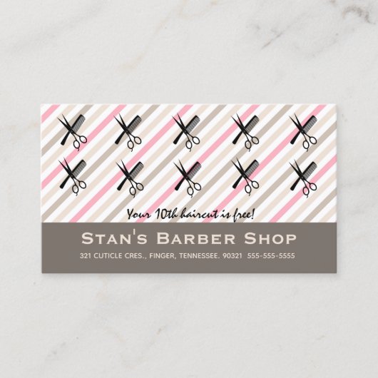 Editable Barber Shop Loyalty Rewards Card Treuekarte (Vorderseite)